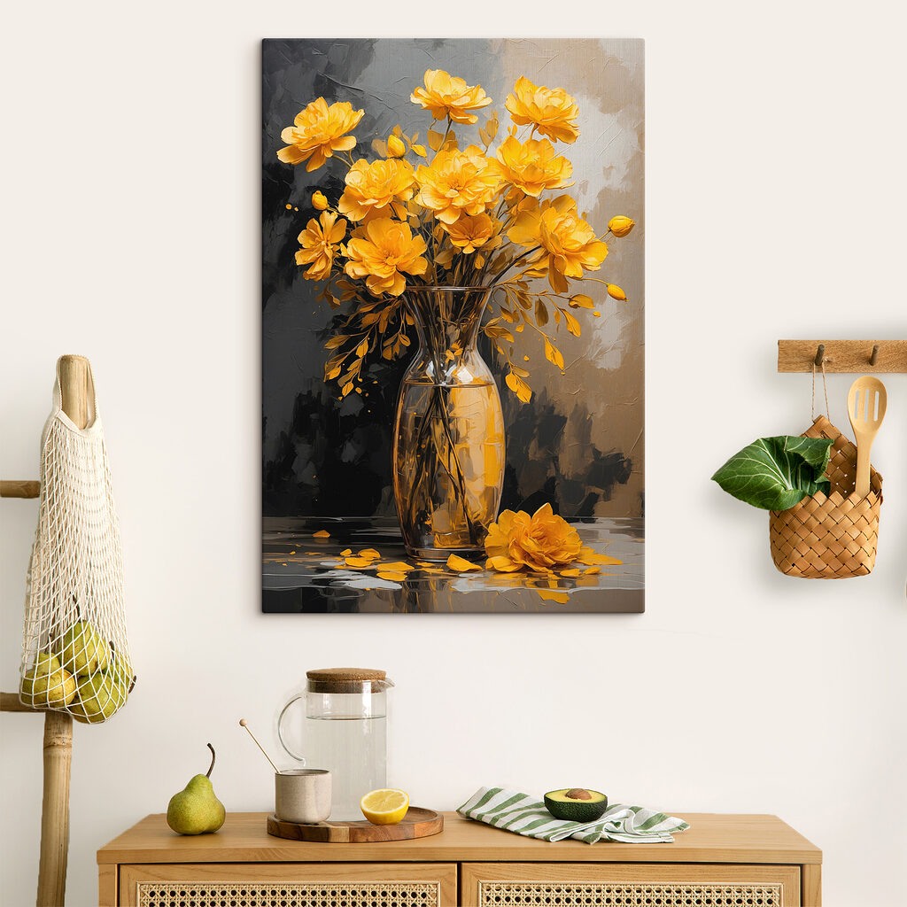 Fleurs jaunes sur anthracite — intérieur 1