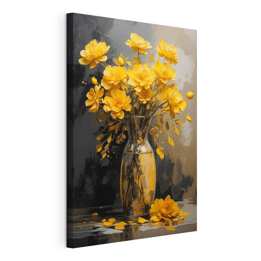 Fleurs jaunes sur anthracite — vue du produit