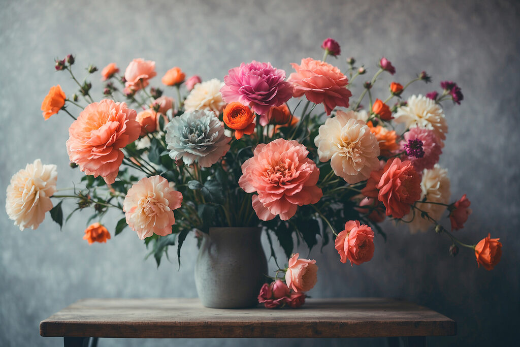 Bouquet sur la table — motif complet