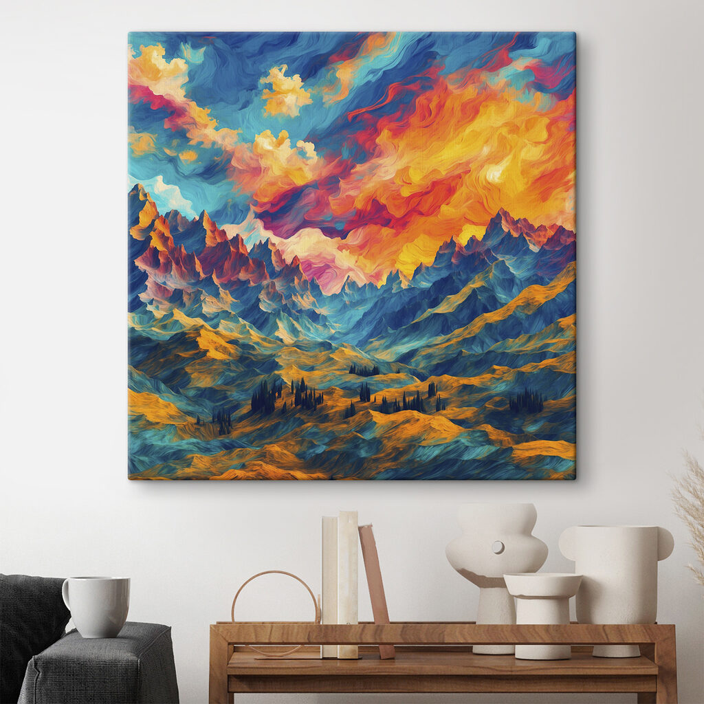 Nuages flamboyants sur montagnes — intérieur 1