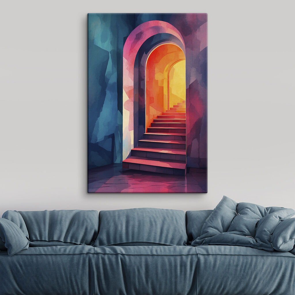 Escalier et arches colorées — intérieur 2