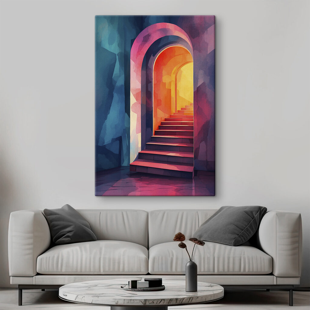 Escalier et arches colorées — intérieur 3