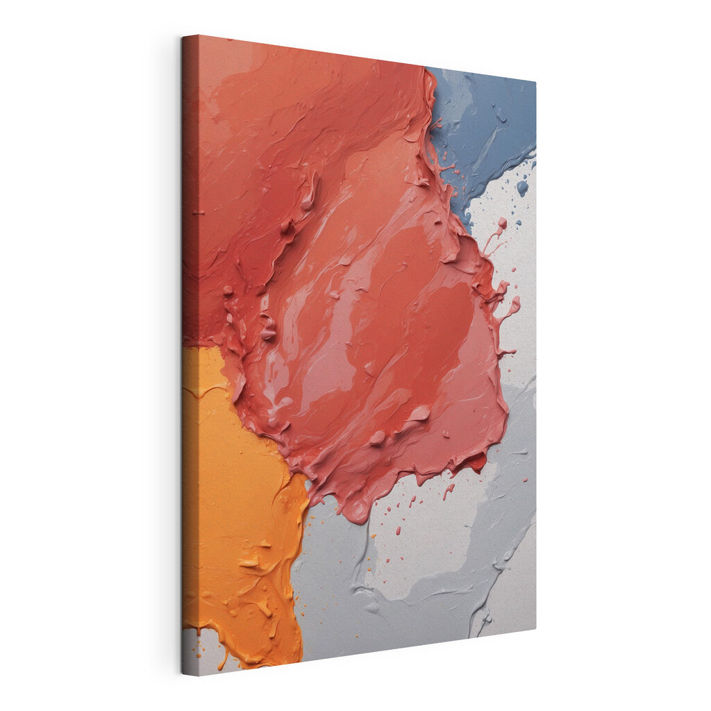 Corail et gris ardoise, toile tendue et bord enveloppé