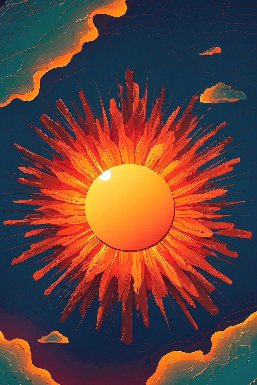 Soleil aux rayons ardents — motif complet