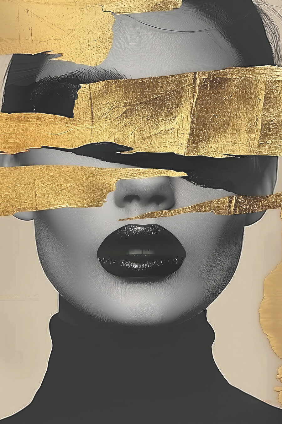 Portrait barré d’or — motif complet
