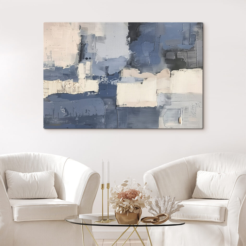 Blocs gris-bleu sur crème — intérieur 2