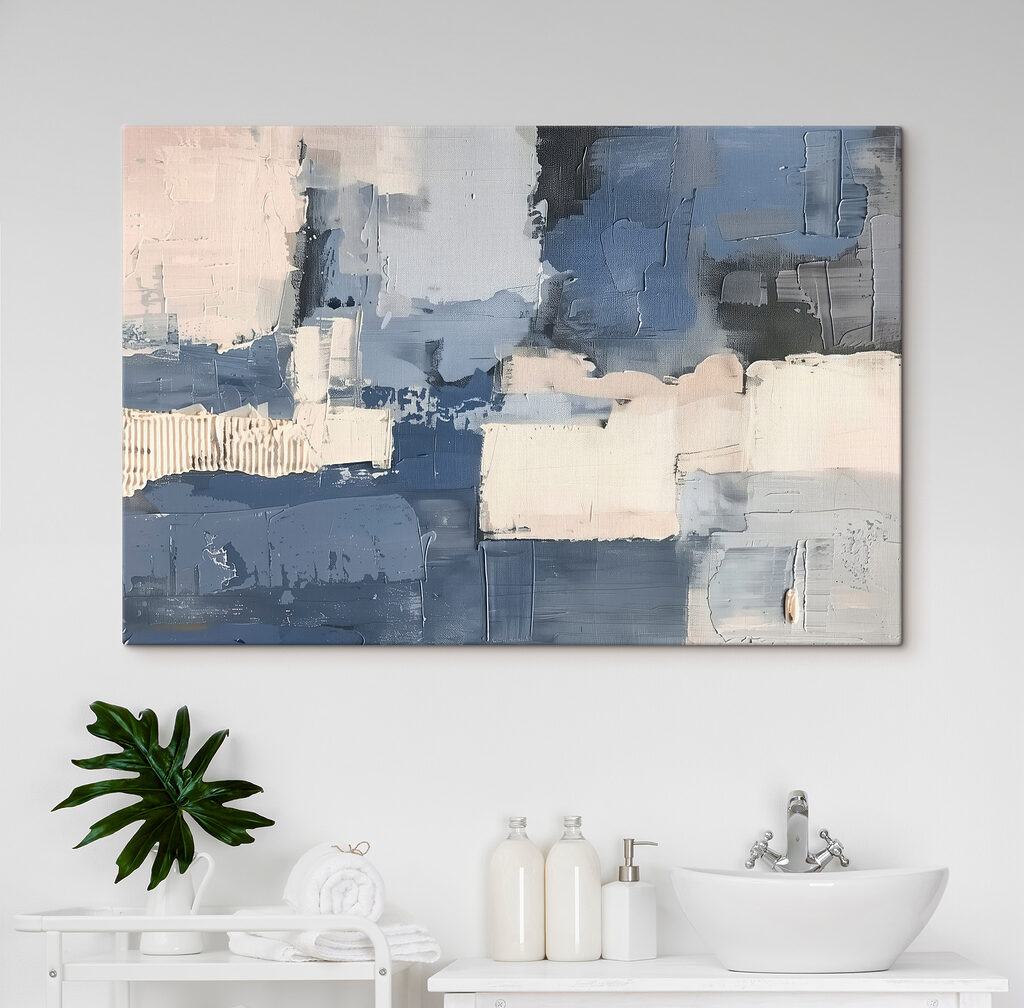 Blocs gris-bleu sur crème — intérieur 1