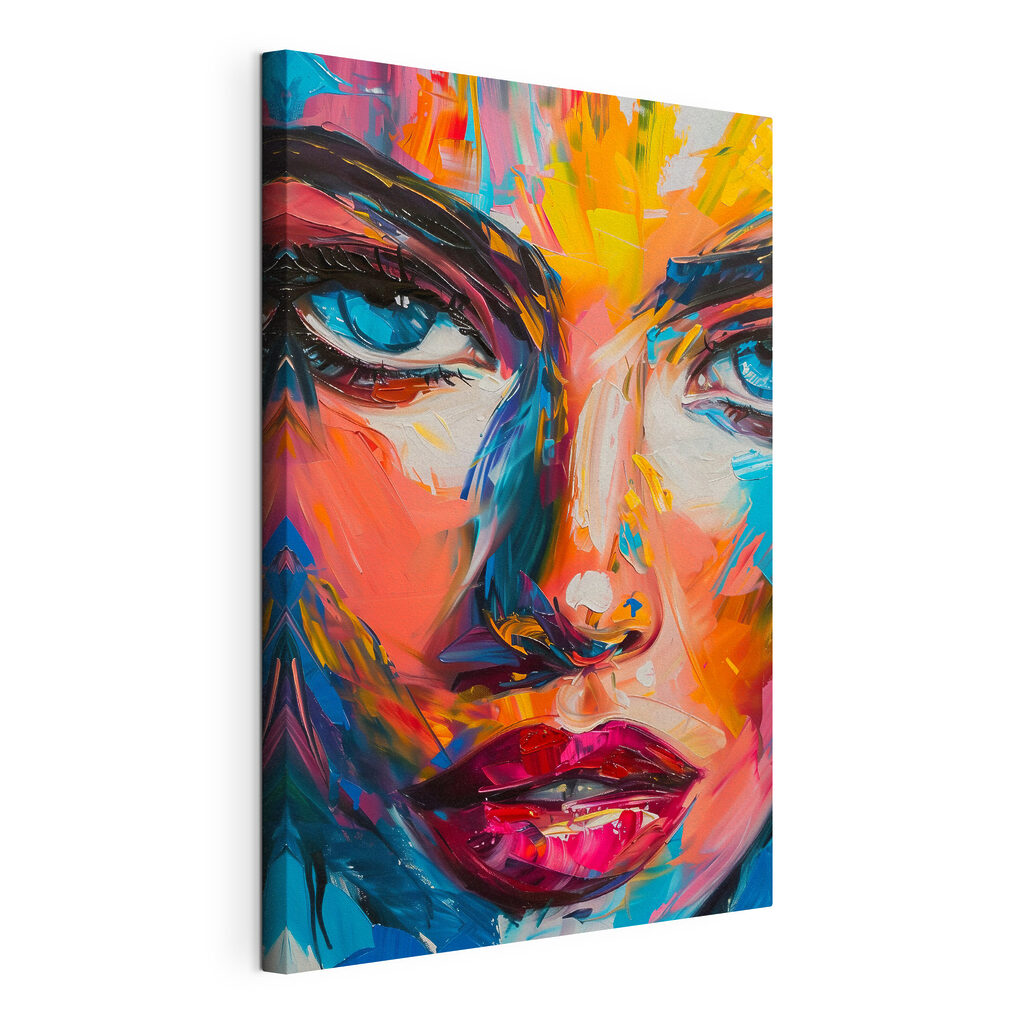 Regard entre les couleurs, toile tendue et bord enveloppé
