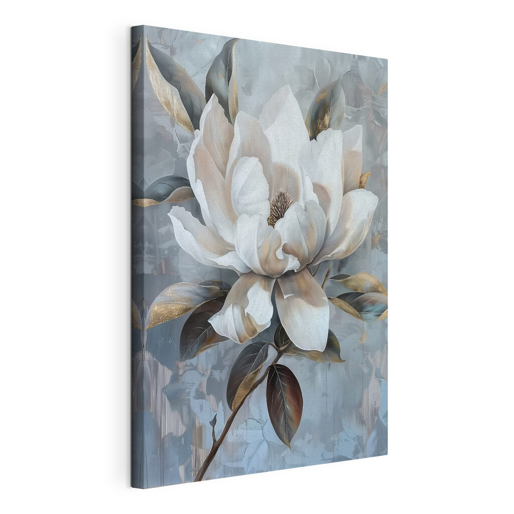 Magnolia solitaire, toile tendue et bord enveloppé