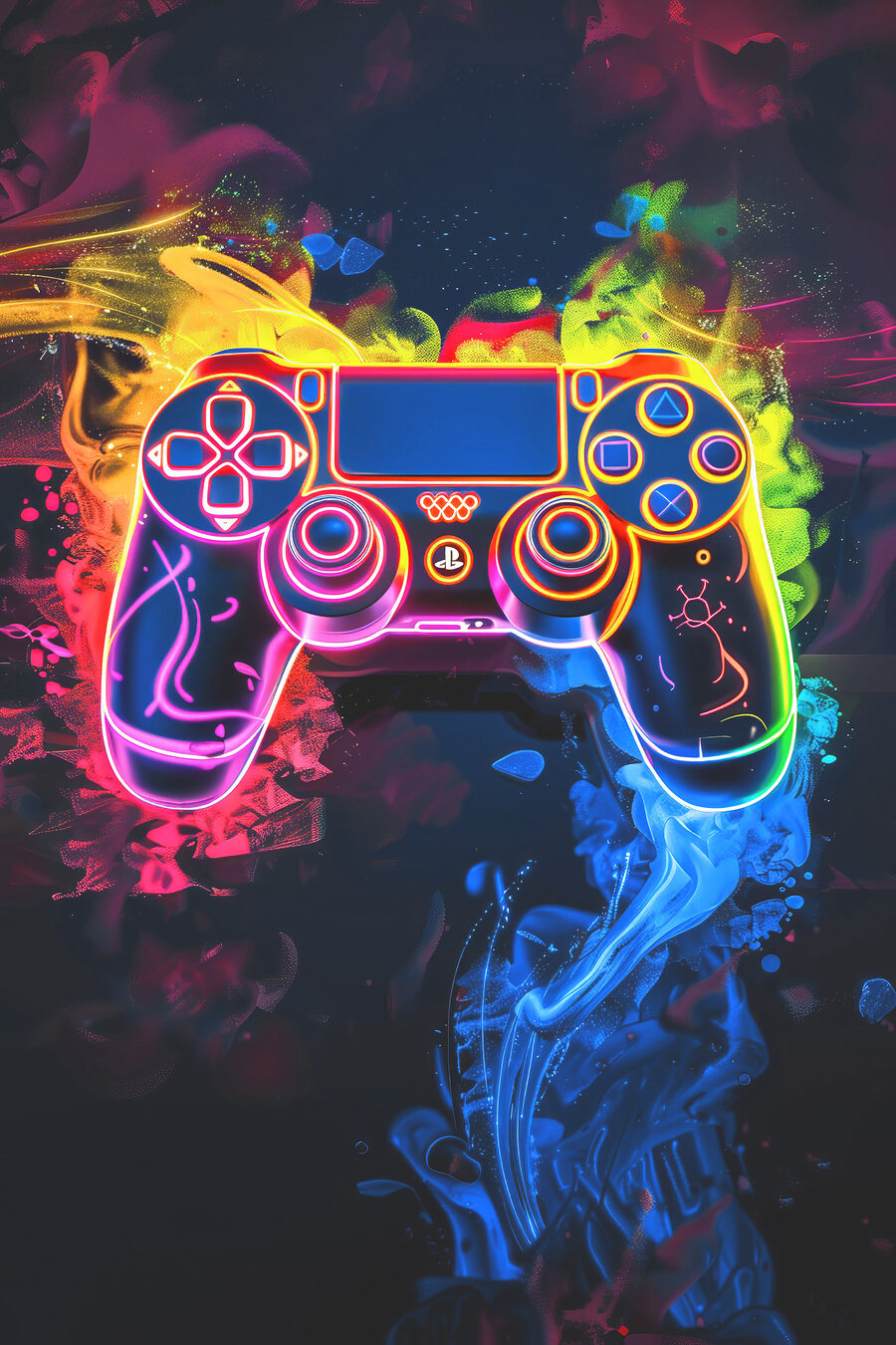 Manette en néon flamboyant — motif complet