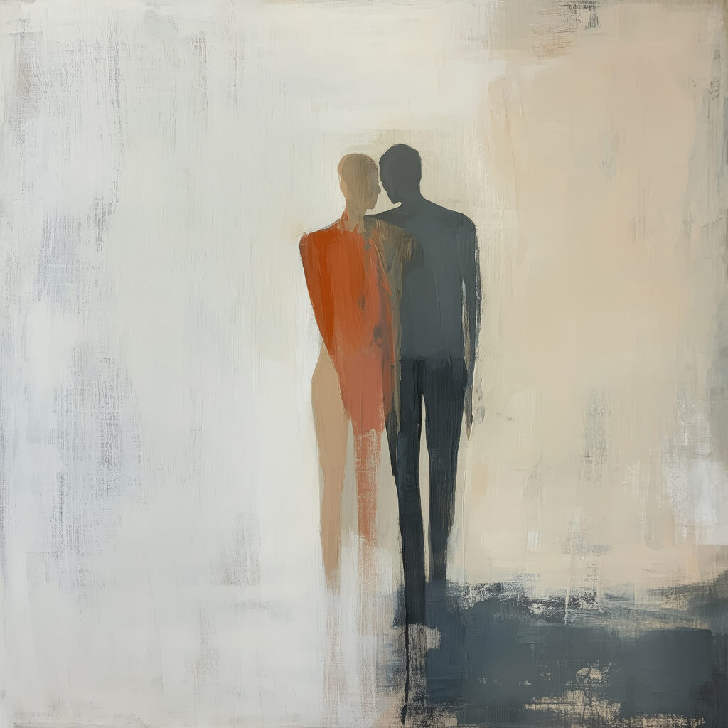 Deux silhouettes sur gris — motif complet