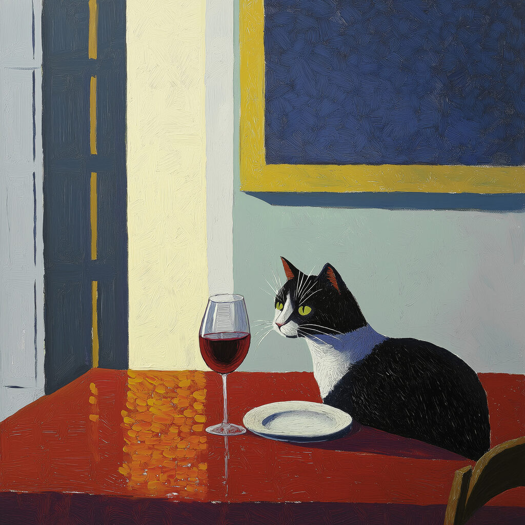 Un chat à table — motif complet