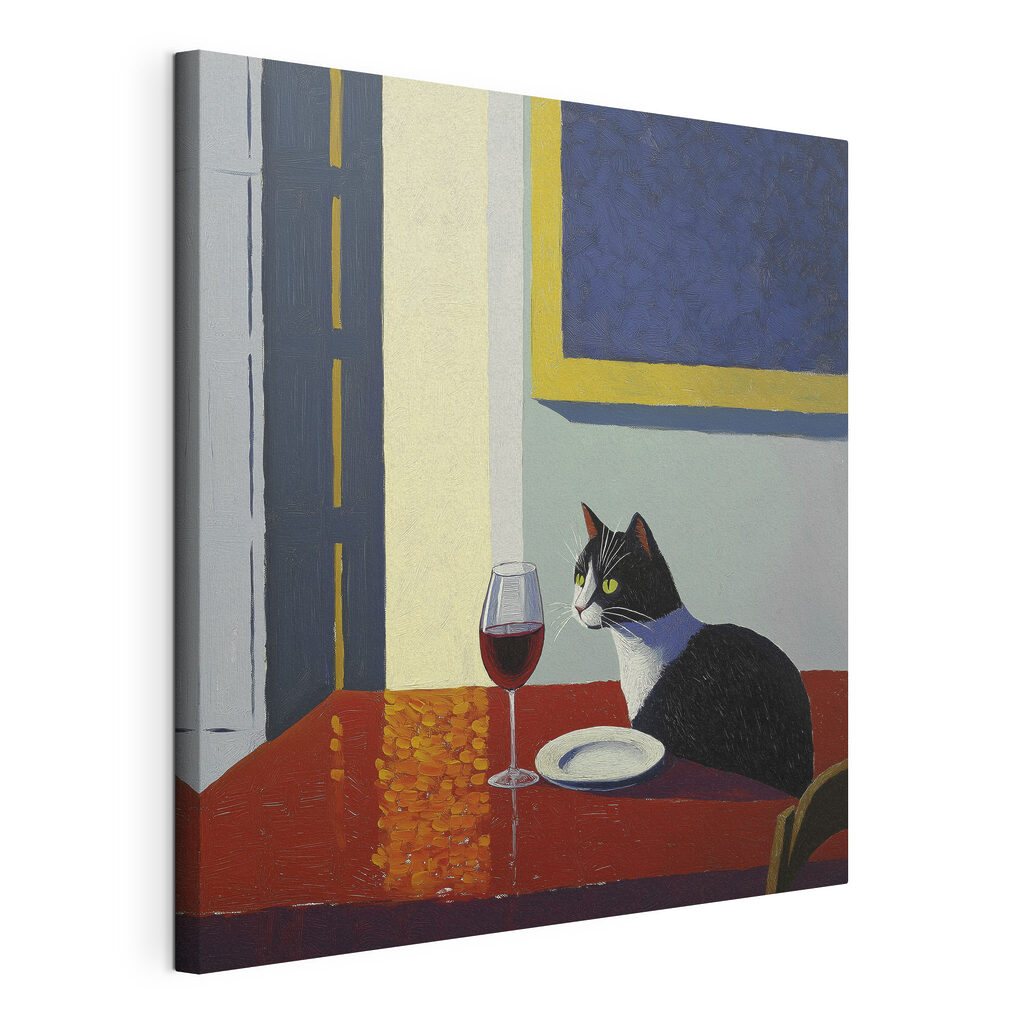 Un chat à table — vue du produit