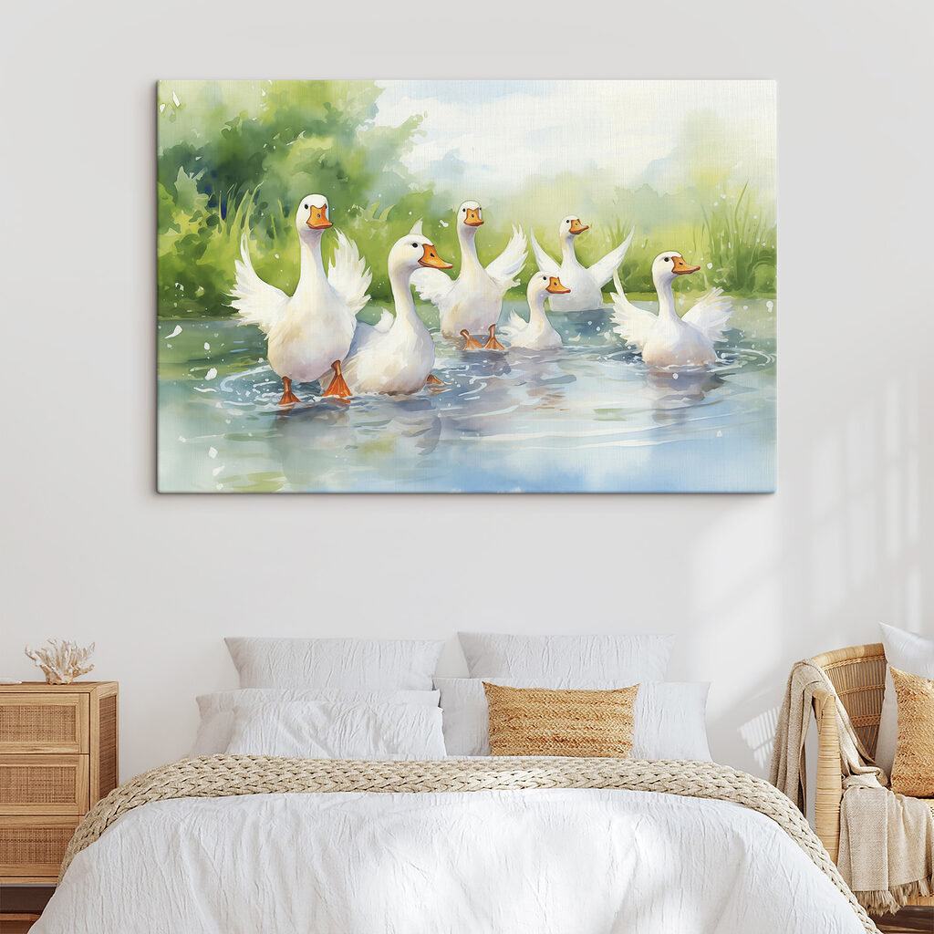 Oies dans l’eau printanière — intérieur 1