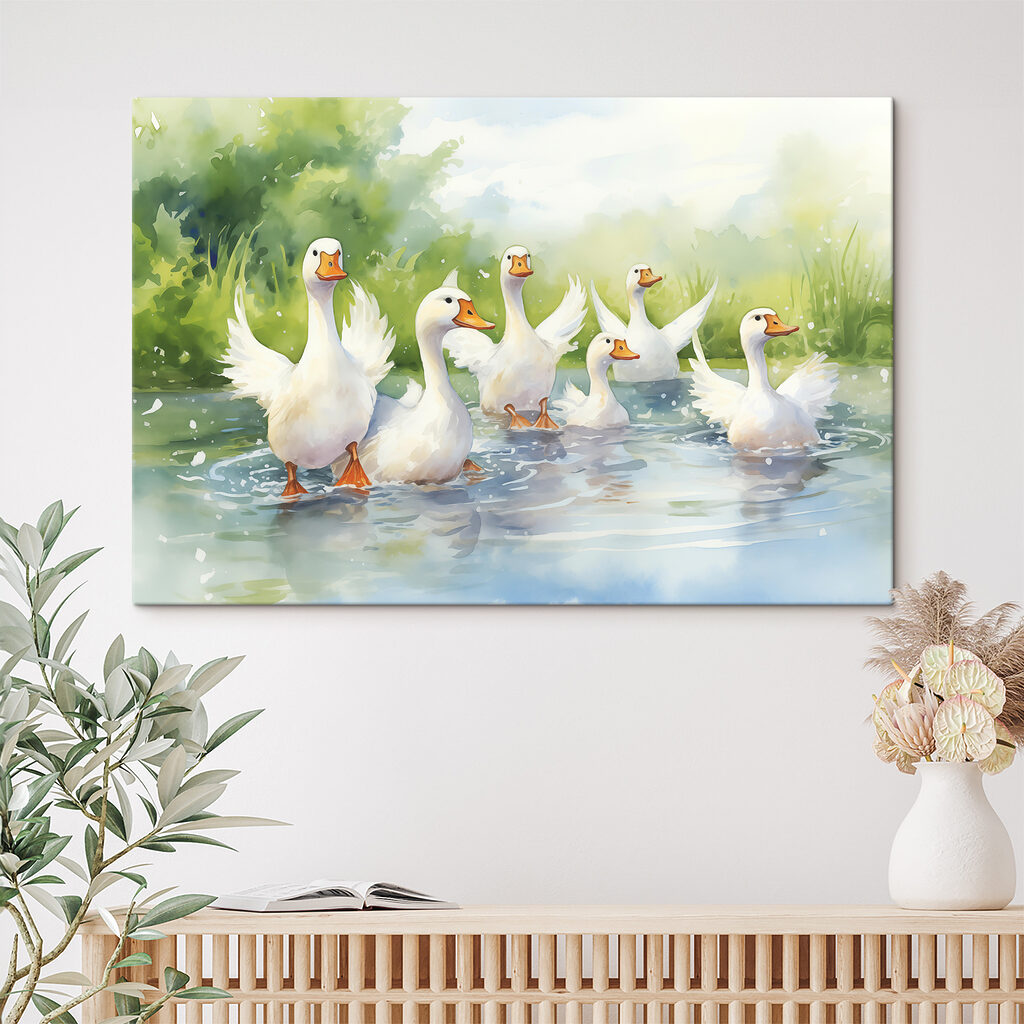 Oies dans l’eau printanière — intérieur 2
