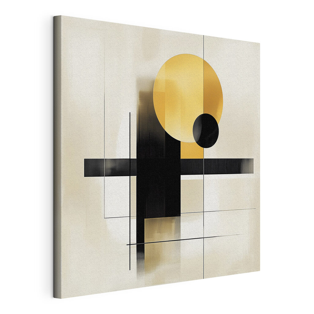 Cercles sur lignes noires, toile tendue et bord enveloppé