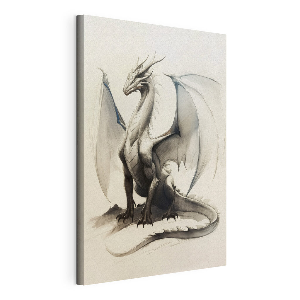 Dragon qui se dresse, toile tendue et bord enveloppé