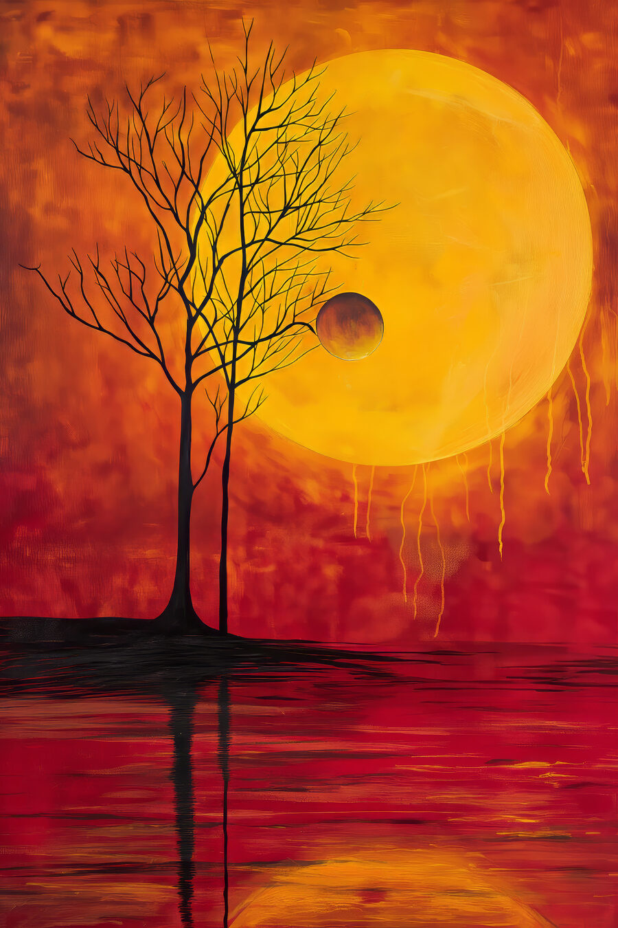 Arbre devant la lune — motif complet