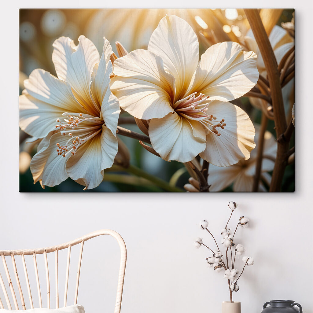 Fleurs blanches à contre-jour — intérieur 2