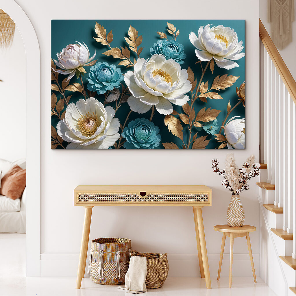Floraison sur bleu pétrole — intérieur 2