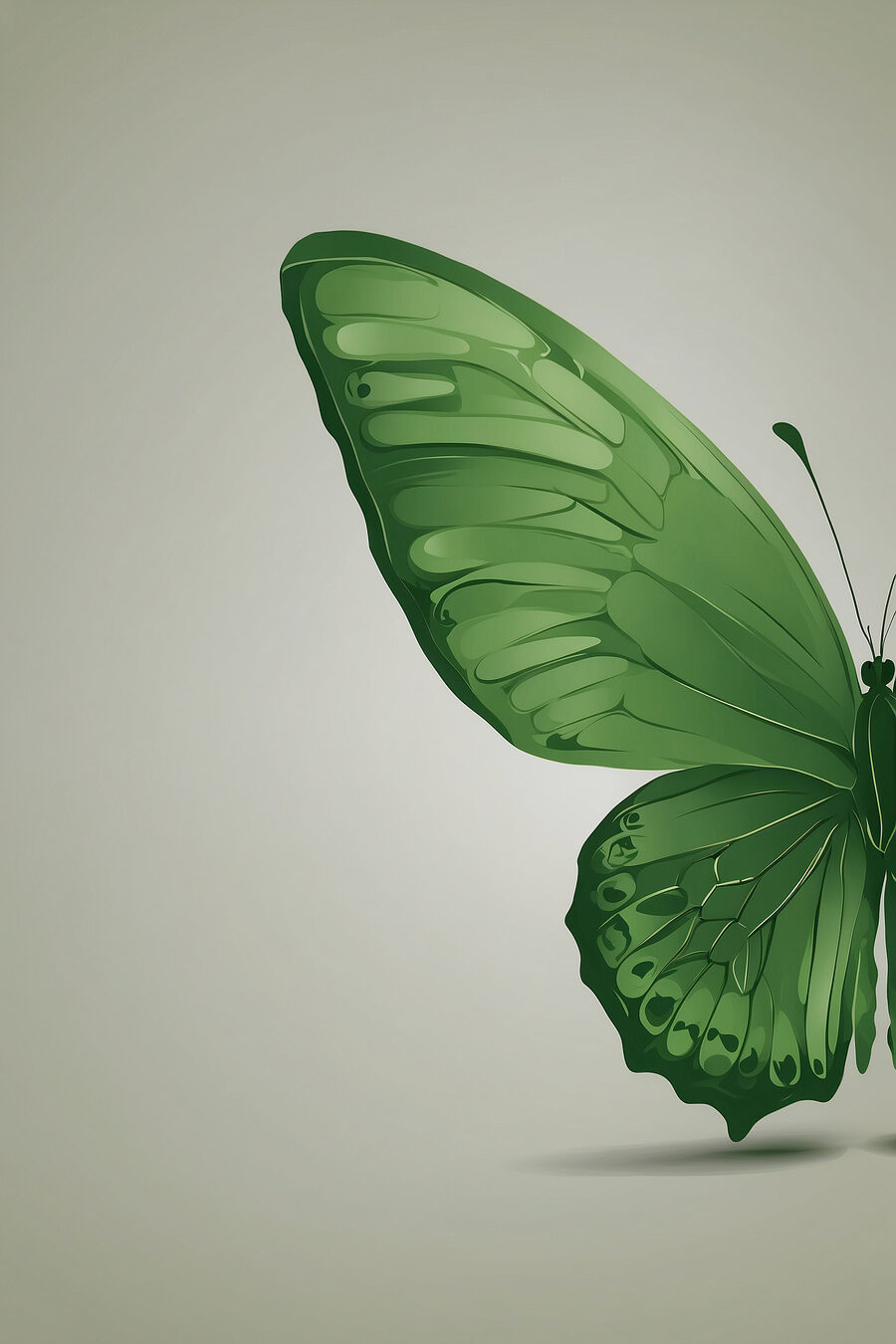 Aile verte sur gris-vert — motif complet