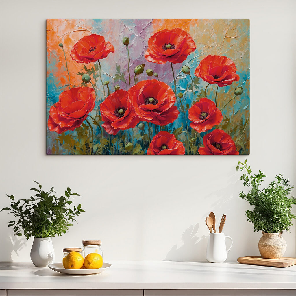 Coquelicots et touches pastel — intérieur 1