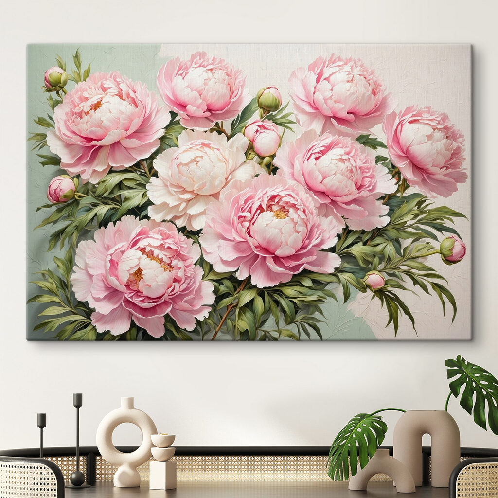 Pivoines et boutons verts — intérieur 4