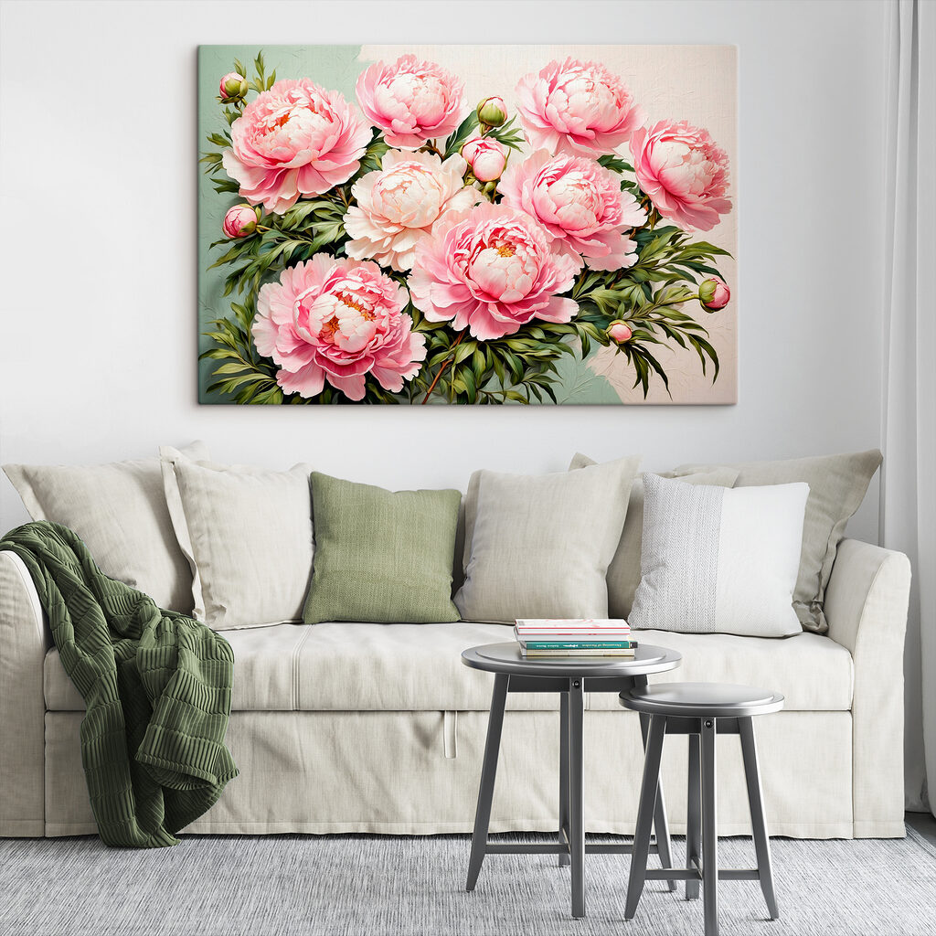 Pivoines et boutons verts — intérieur 3