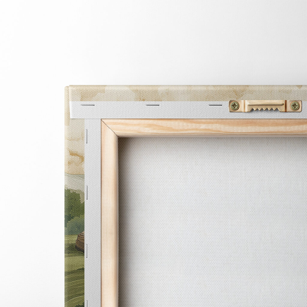 Maisonnettes et pentes vertes — dos