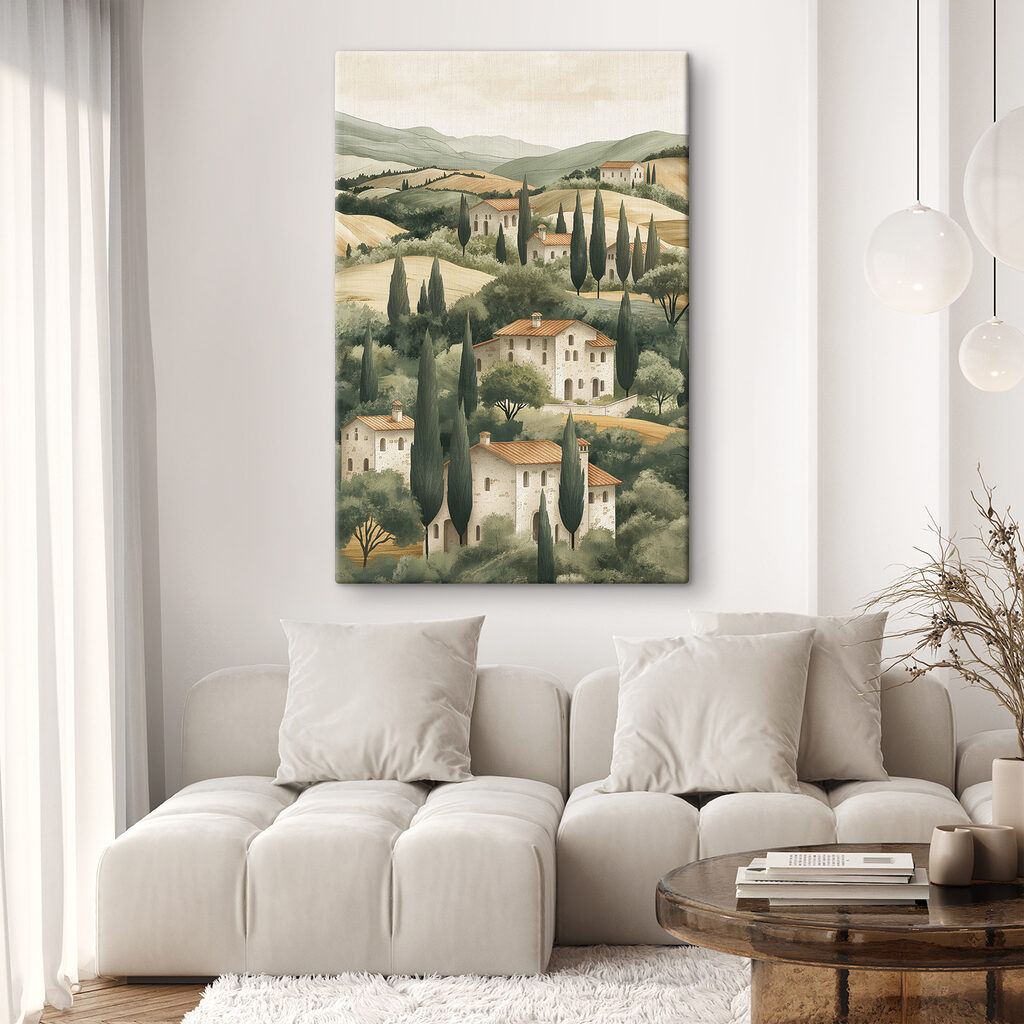Maisons blanches et cyprès — intérieur 1