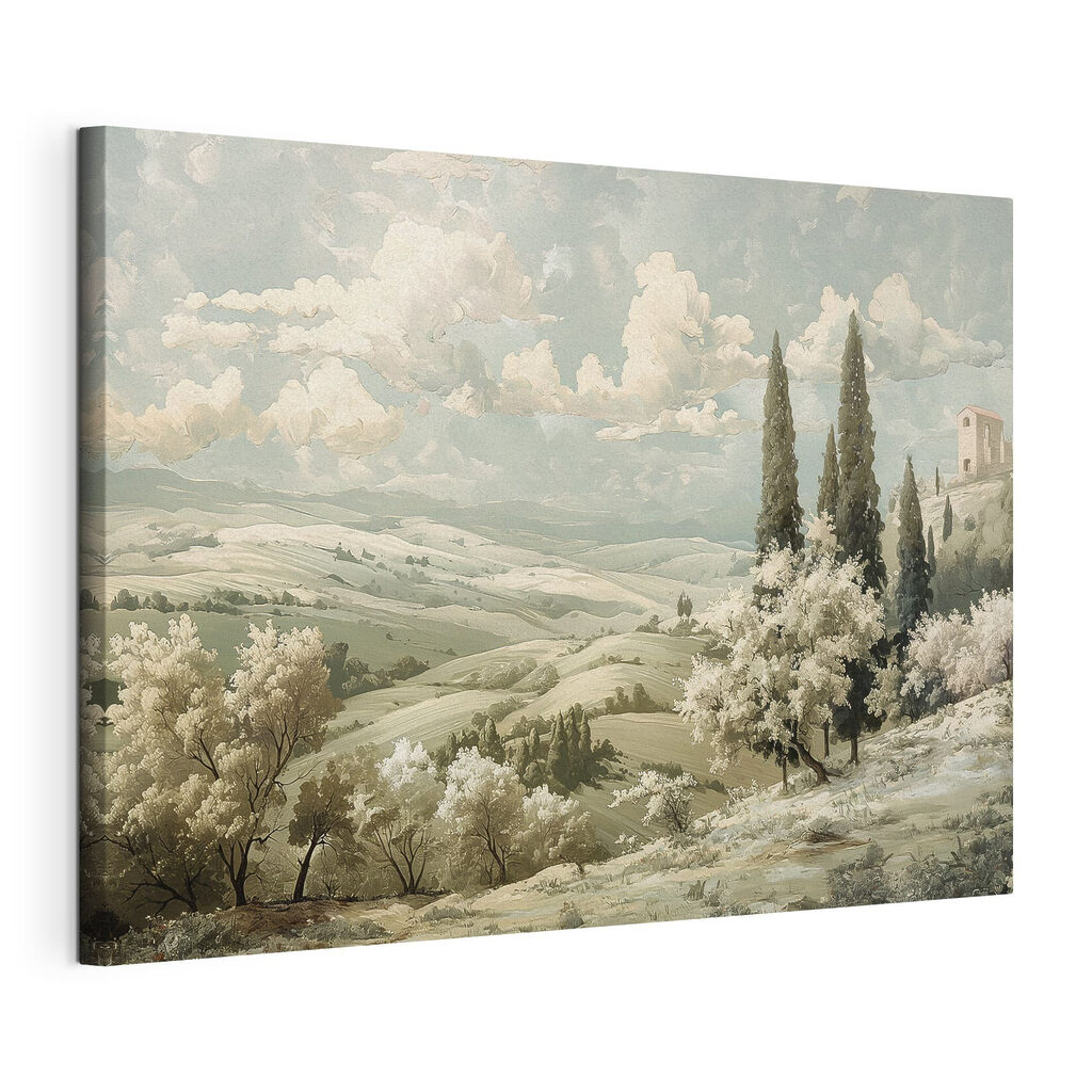 Floraison blanche et nuages, toile tendue et bord enveloppé