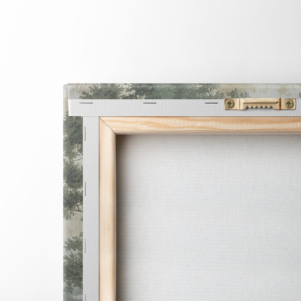 Deux arbres, collines brumeuses — dos