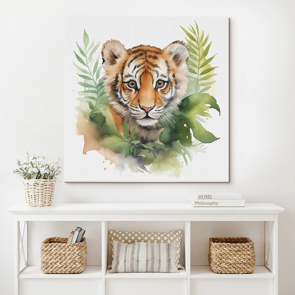Bébé tigre et feuillage — intérieur 2