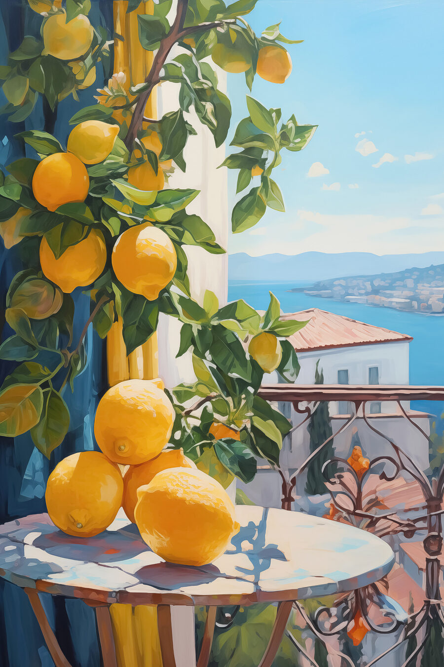 Citrons au balcon — motif complet