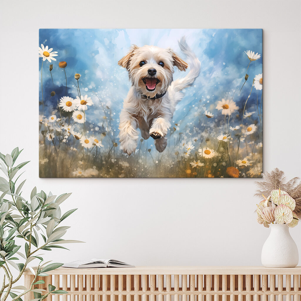 Petit chien bondissant — intérieur 2
