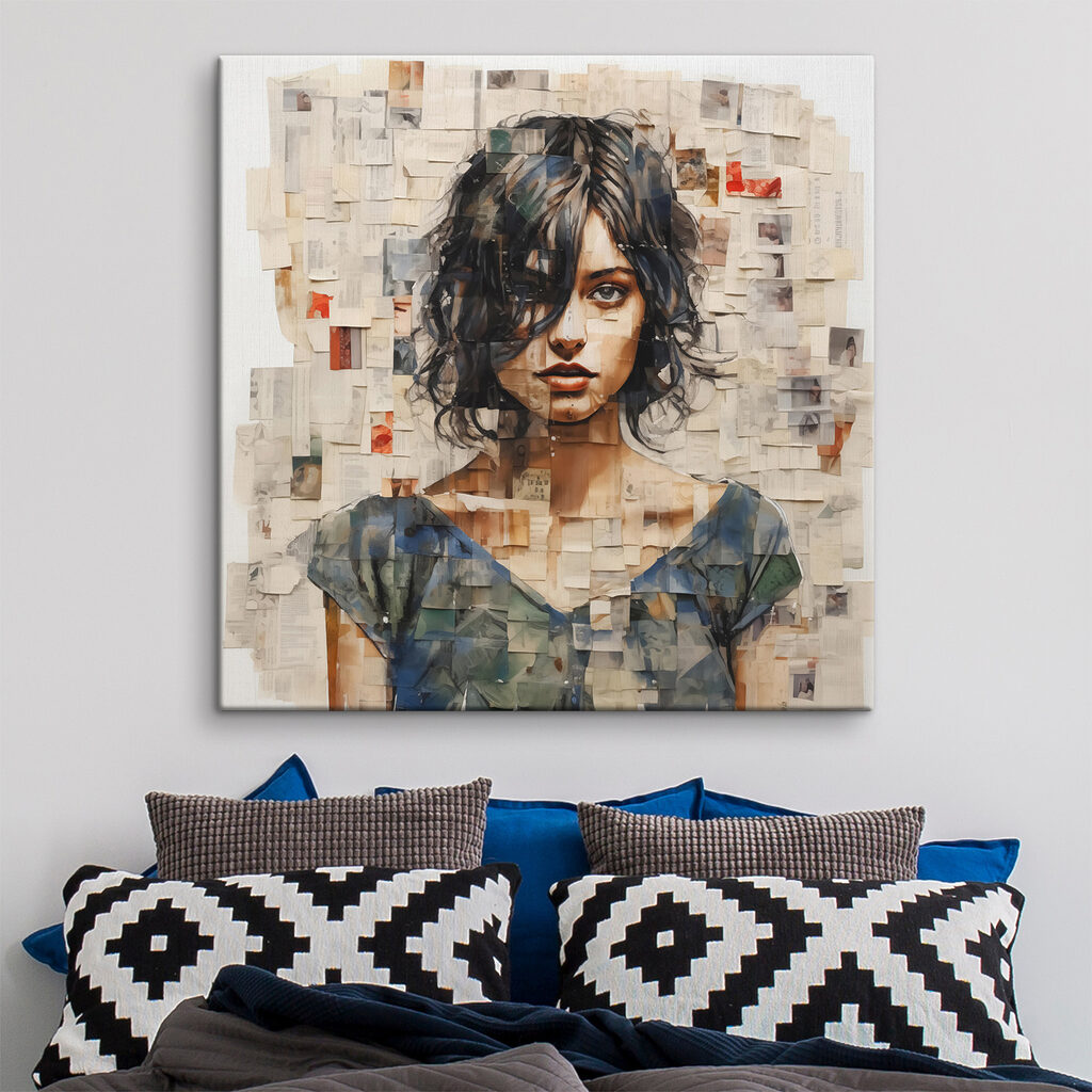 Portrait en fragments pâles — intérieur 1