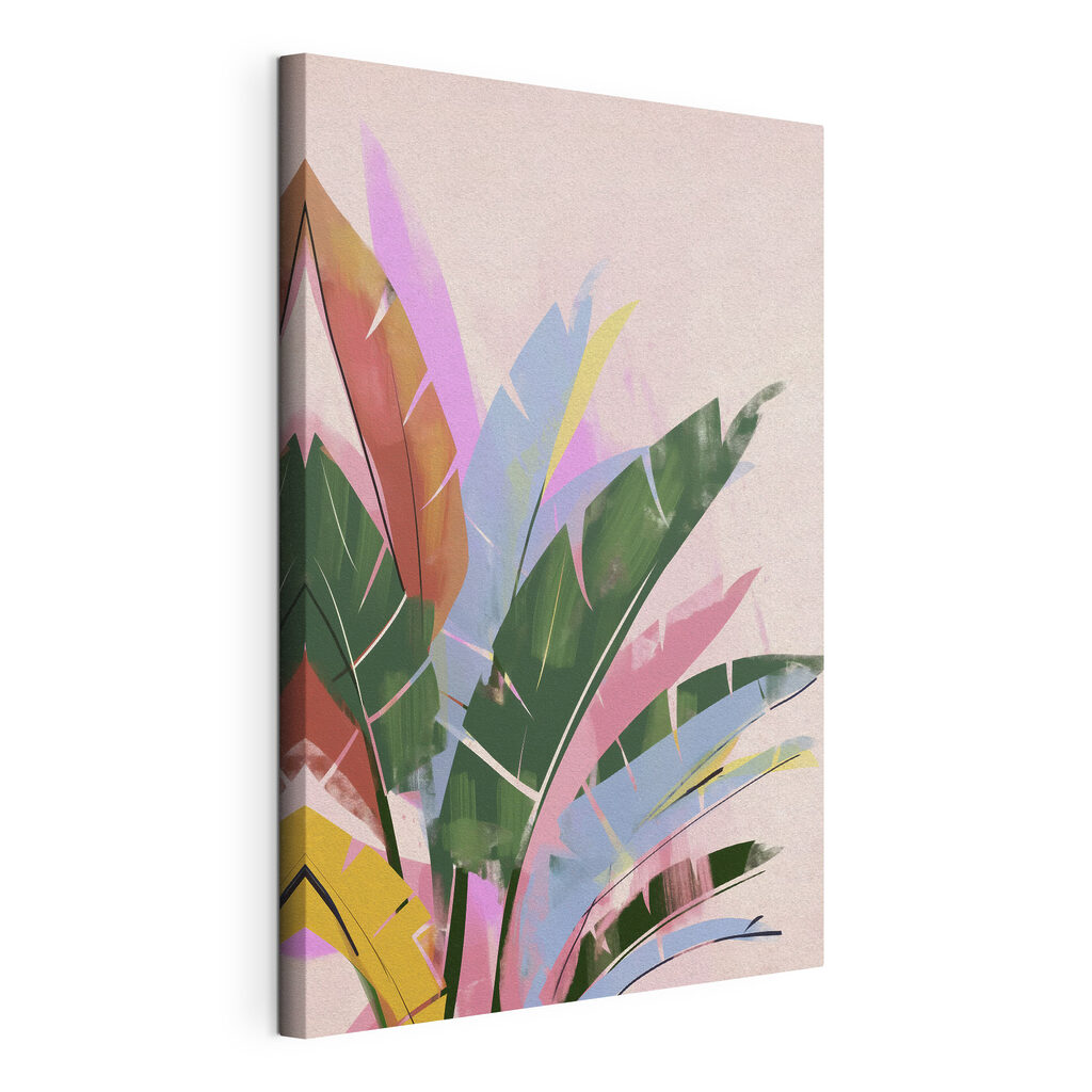 Feuilles pastel sur rose — vue du produit
