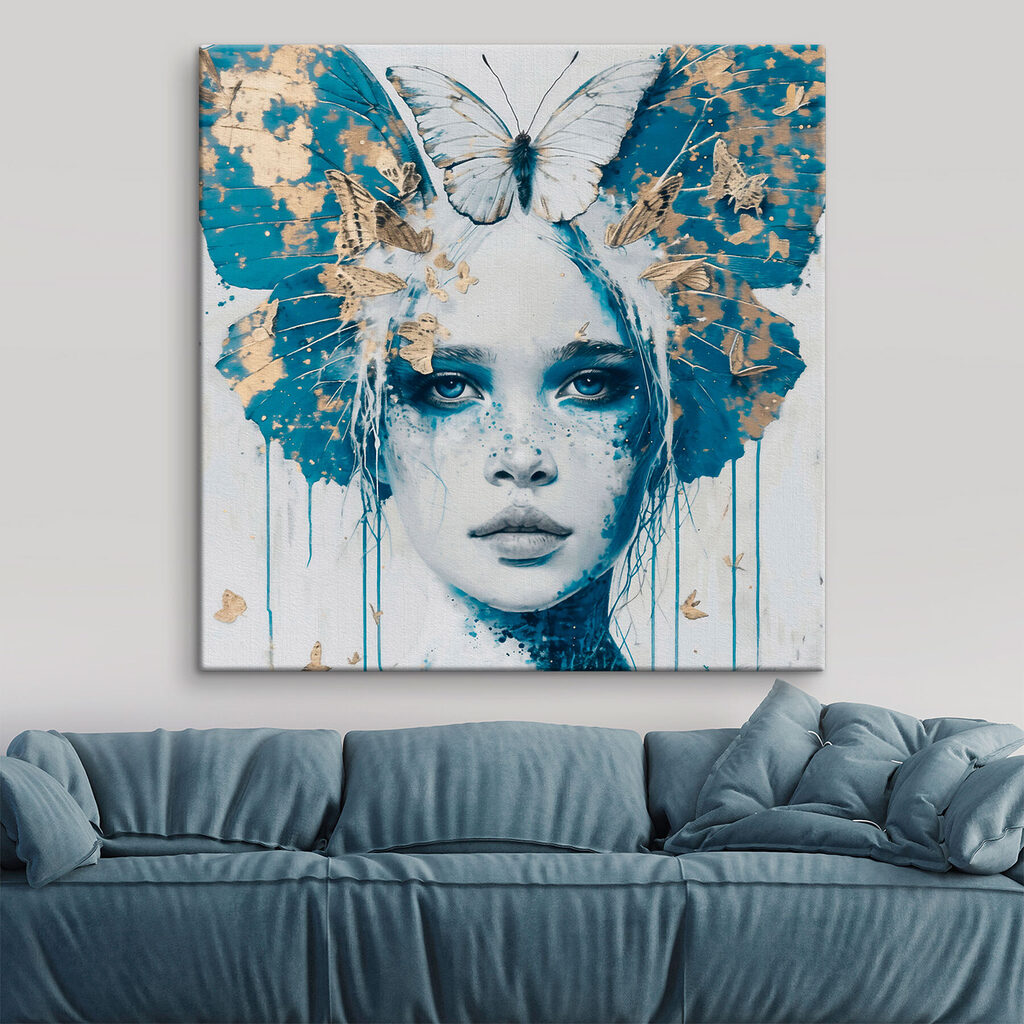 Papillon et regard bleu — intérieur 1