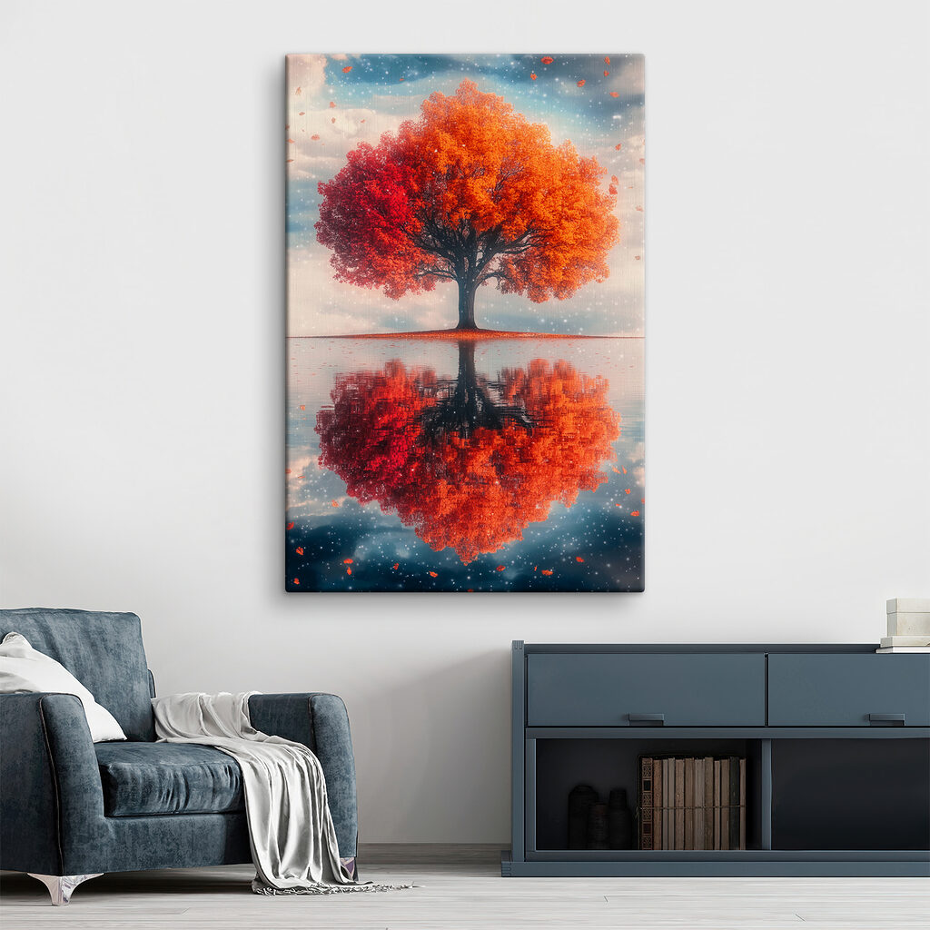 Arbre d’automne en miroir — intérieur 1
