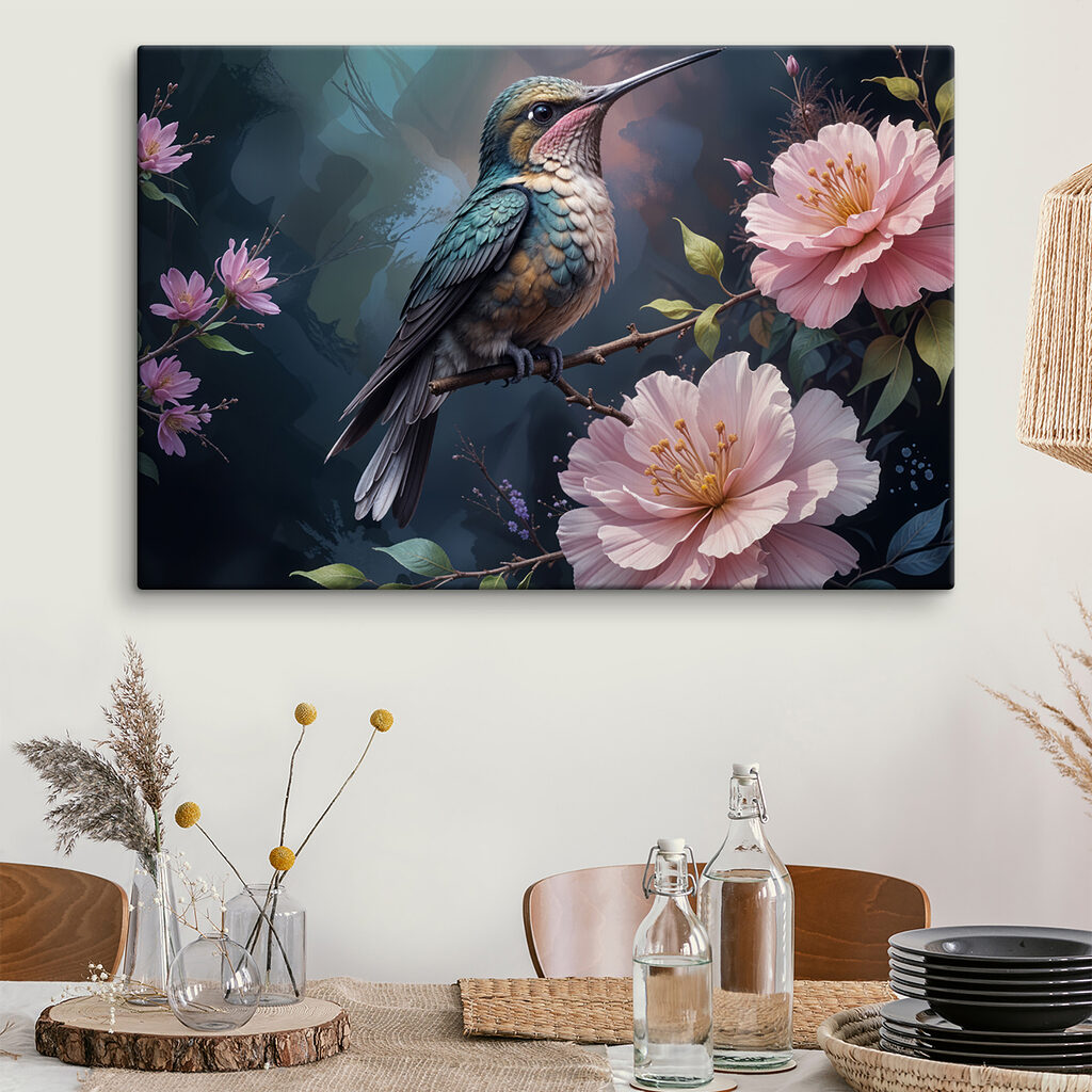 Colibri et pivoines — intérieur 2
