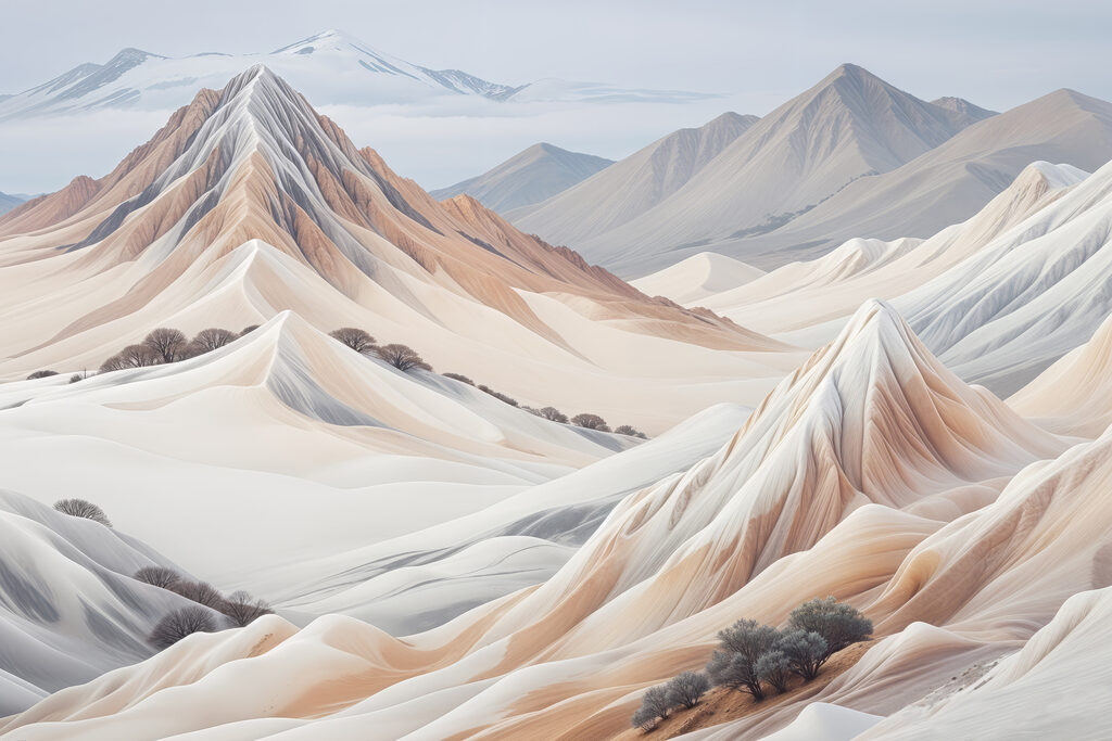 Montagnes aux plis crème — motif complet