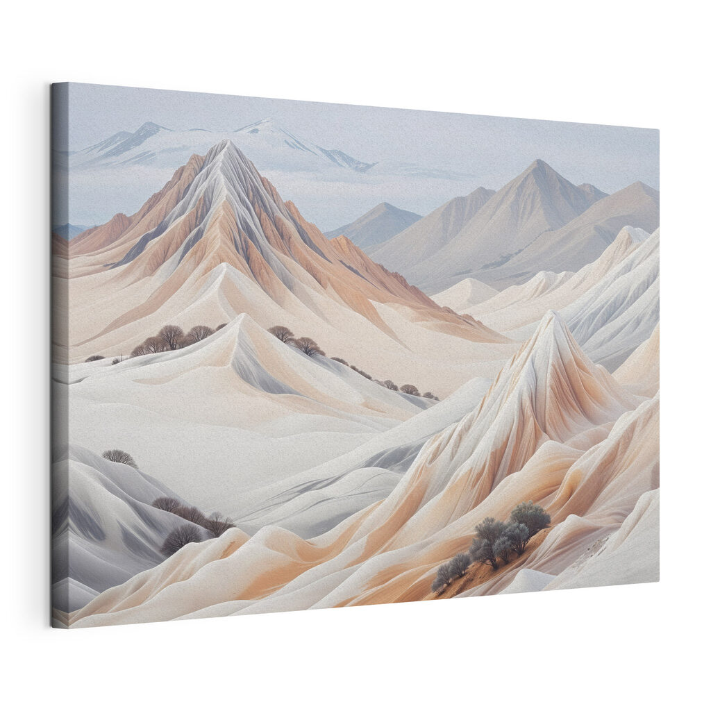 Montagnes aux plis crème, toile tendue et bord enveloppé