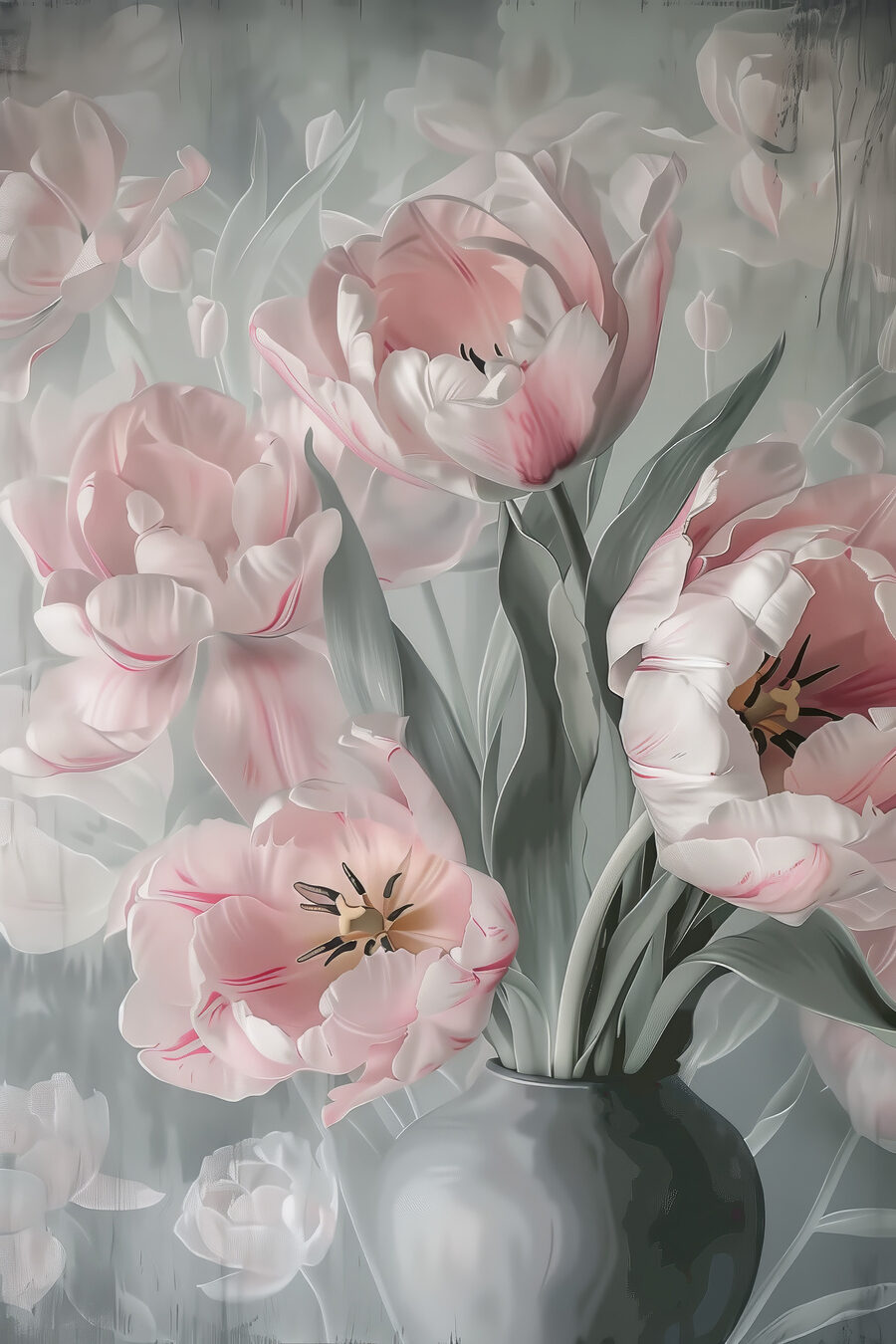 Tulipes roses aquarellées — motif complet