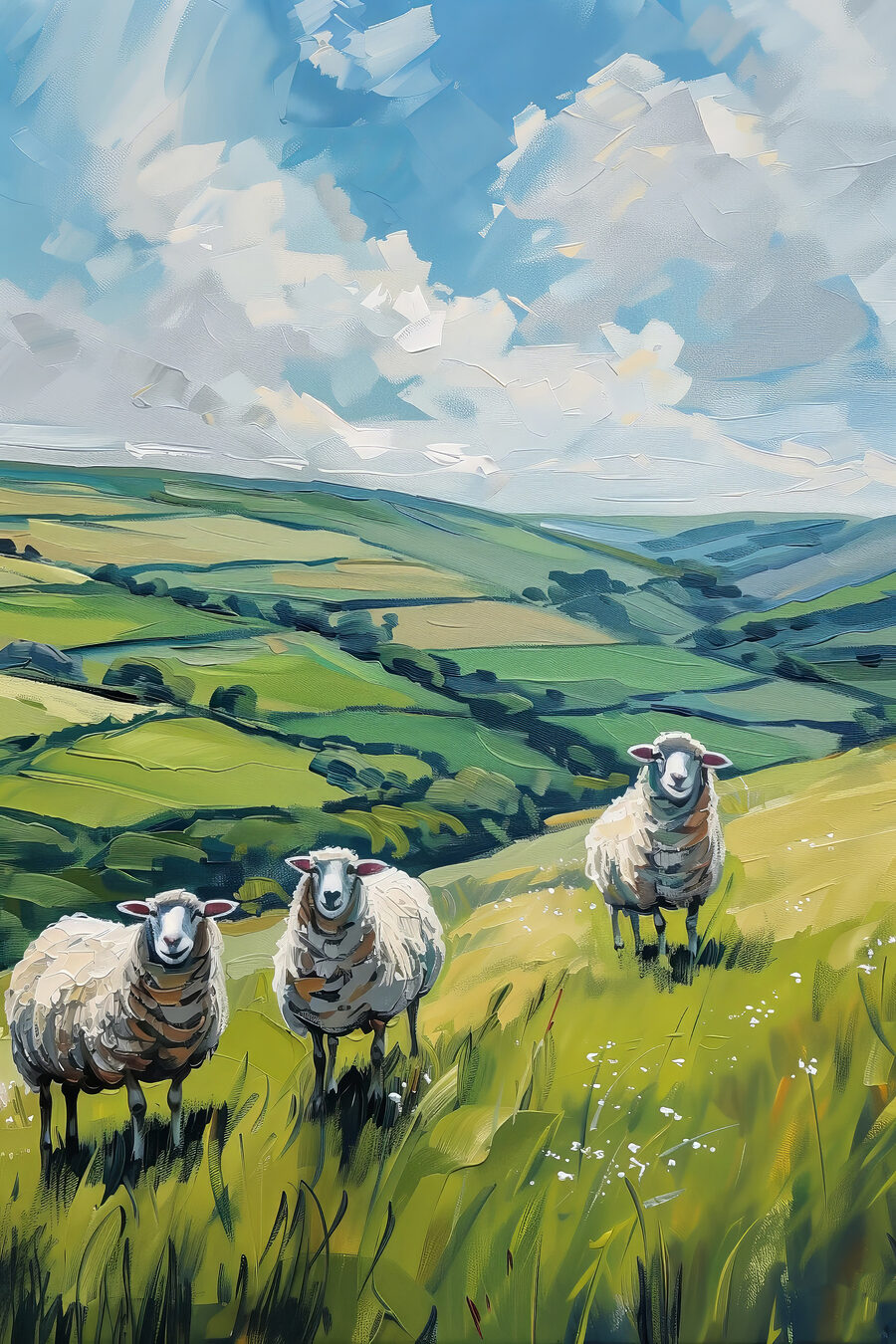 Moutons et vallons verts — motif complet