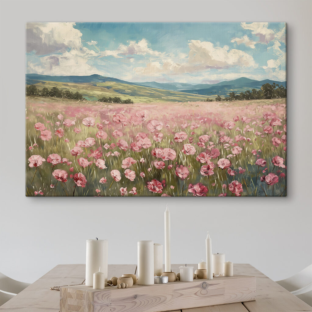 Champ de fleurs roses — intérieur 1
