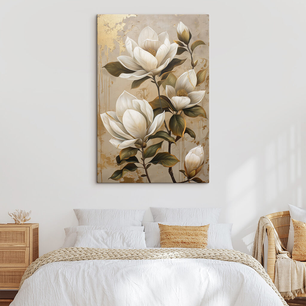 Magnolia sur beige chaud — intérieur 1