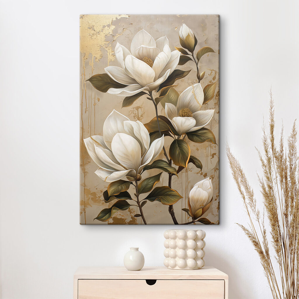 Magnolia sur beige chaud — intérieur 2