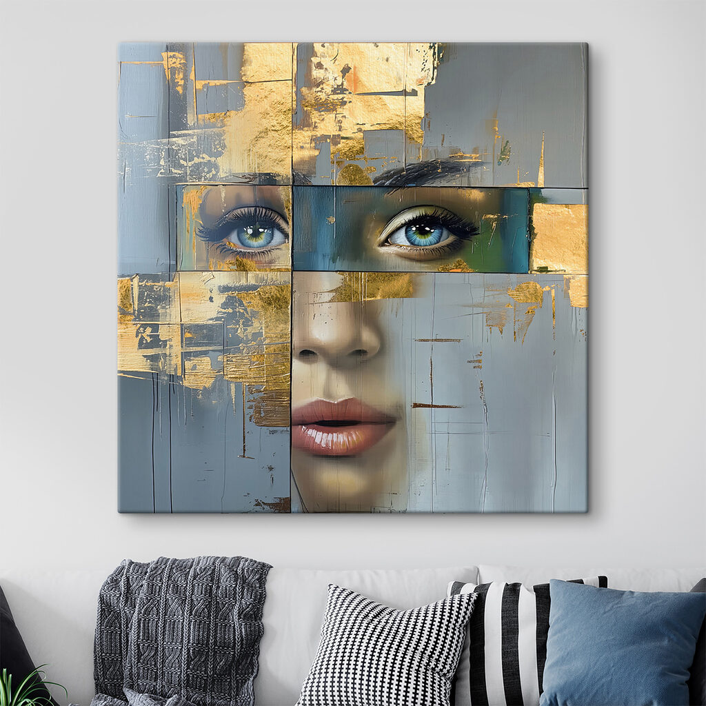 Regard sur fond d’or dans un intérieur
