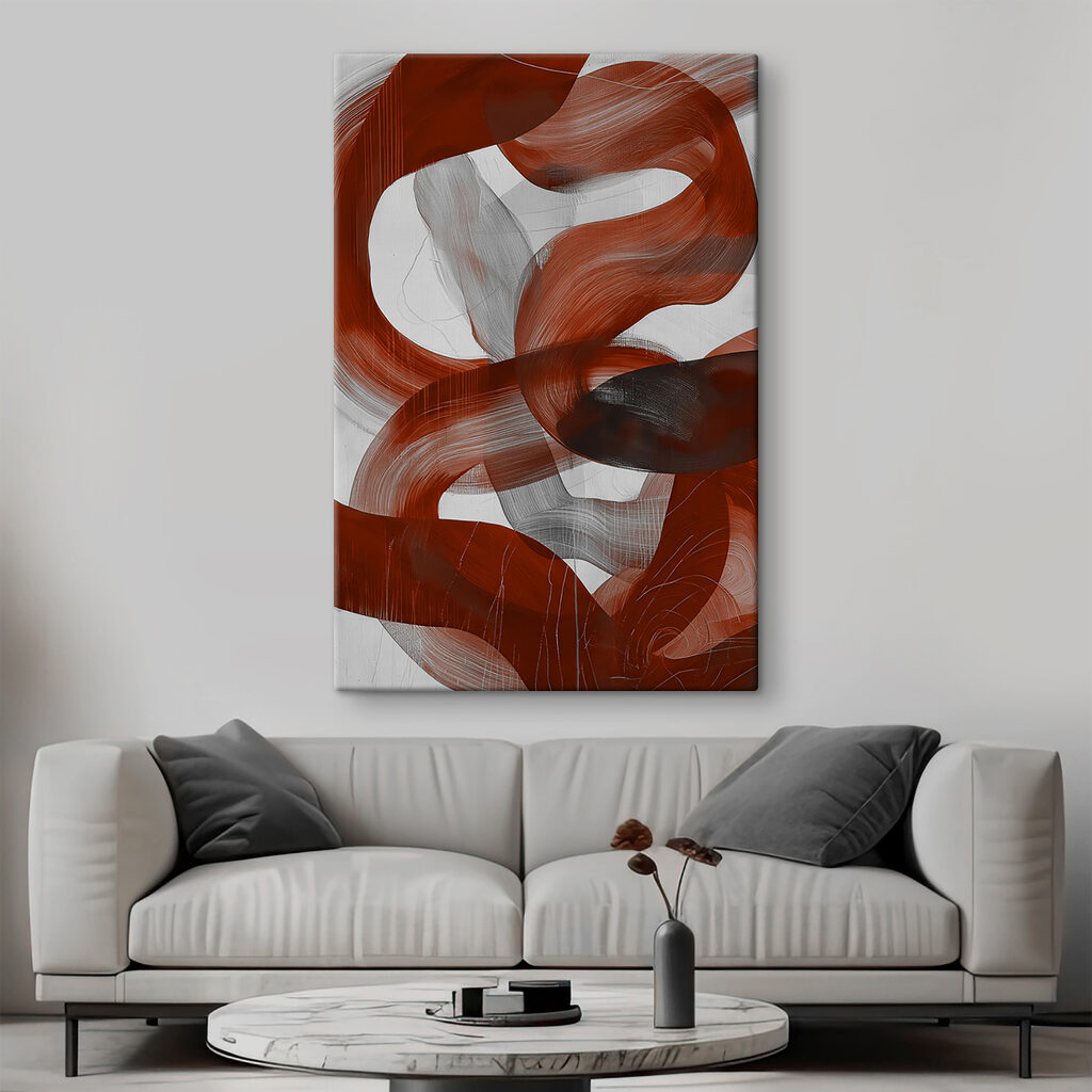 Boucles rouges sur blanc — intérieur 1