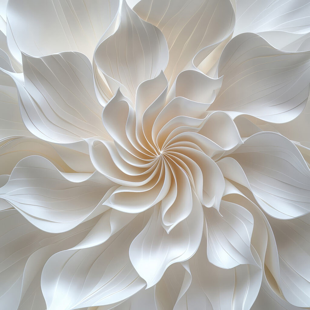 Spirale florale blanche — motif complet